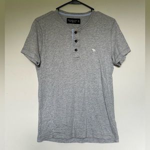 Abercrombie & Fitch Short Sleeve Grey Button Up T-Shirt